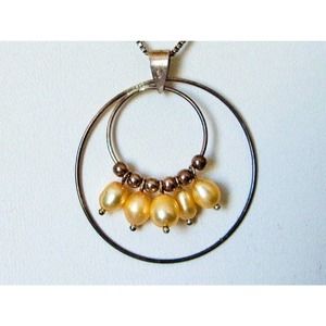 Vintage Sterling Silver Pearl Dream Catcher Necklace , Baroque Pearls